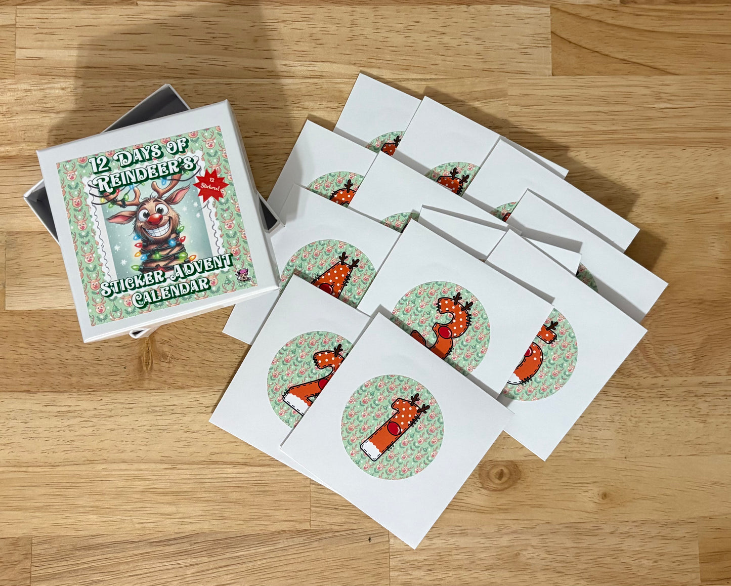 Sticker Advent Calendar, Silly Reindeer
