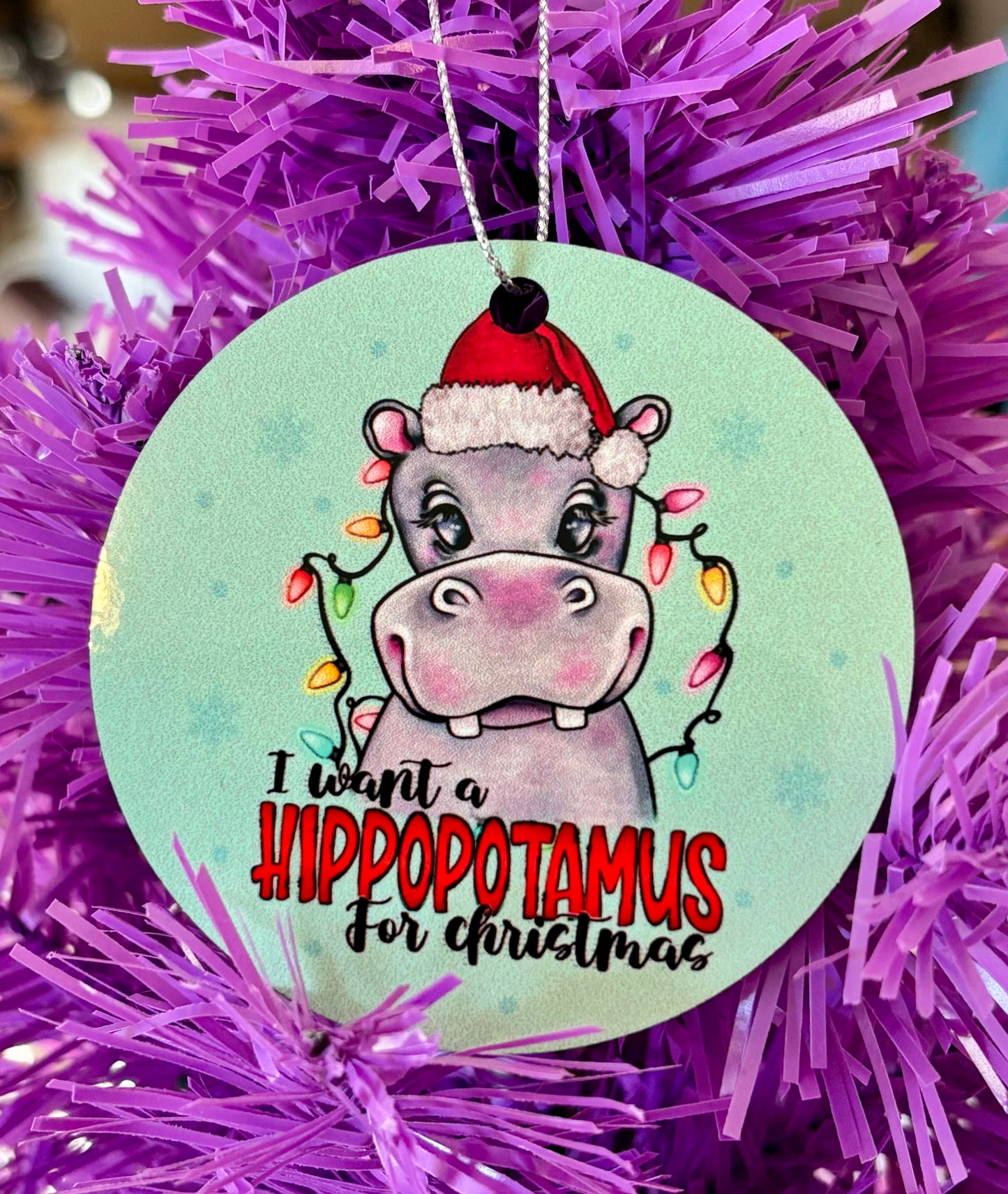 Hippopotamus for Christmas Ornament
