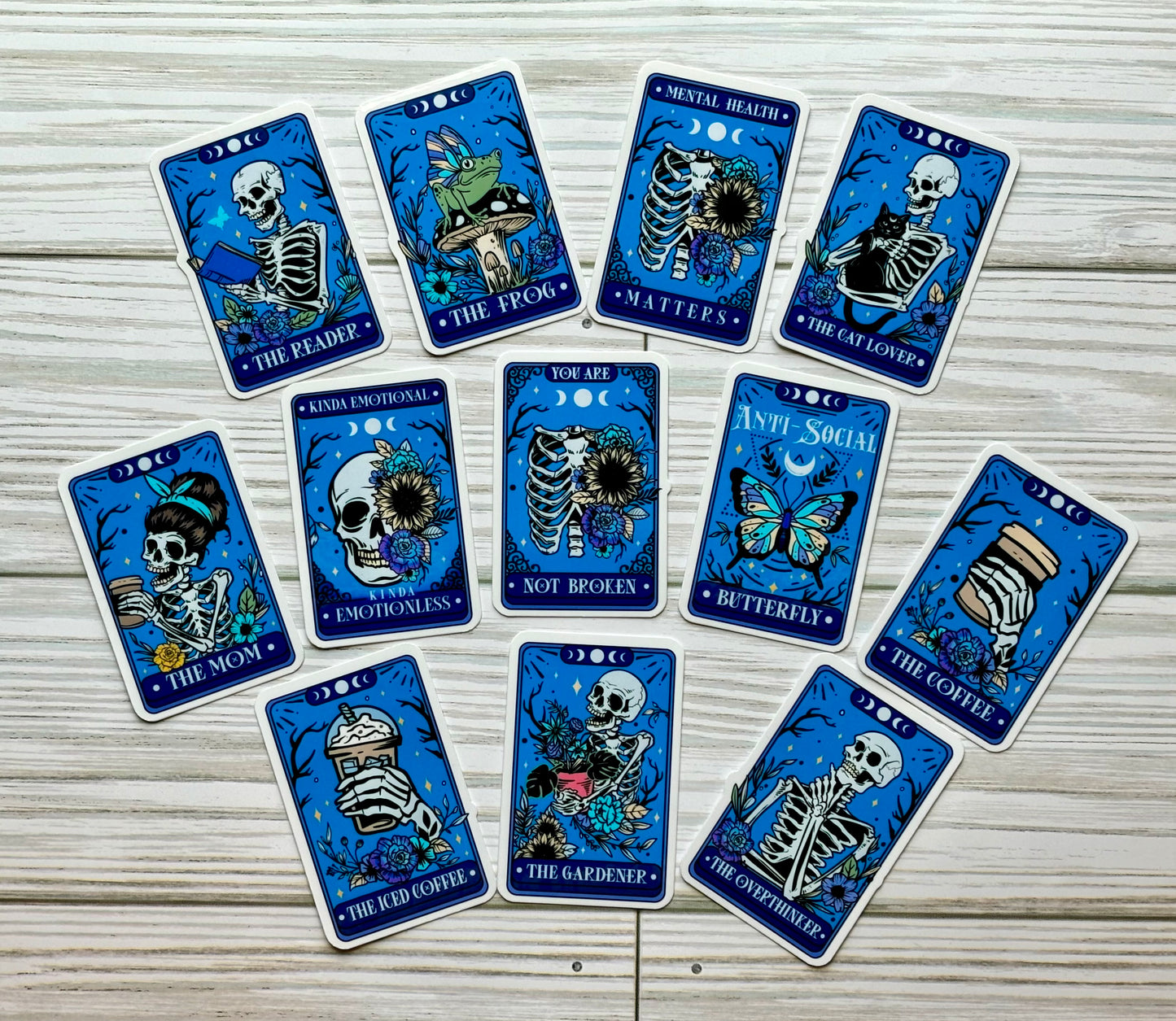Tarot Card Set, Vinyl Sticker, Skeletons