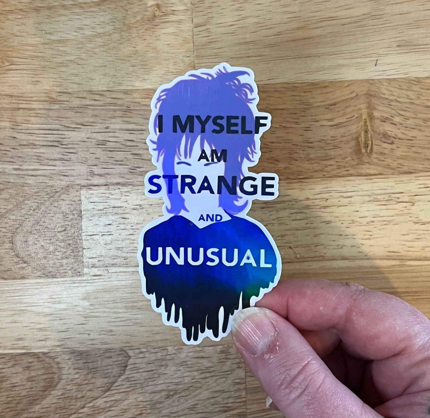 Strange and Unusual, Holographic, Vinyl Sticker, Beetlejuice