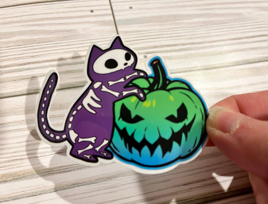 Pumpkin, Cat, Vinyl Sticker