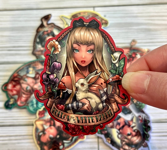 Badass Babes, White Rabbit Alice, Vinyl Sticker