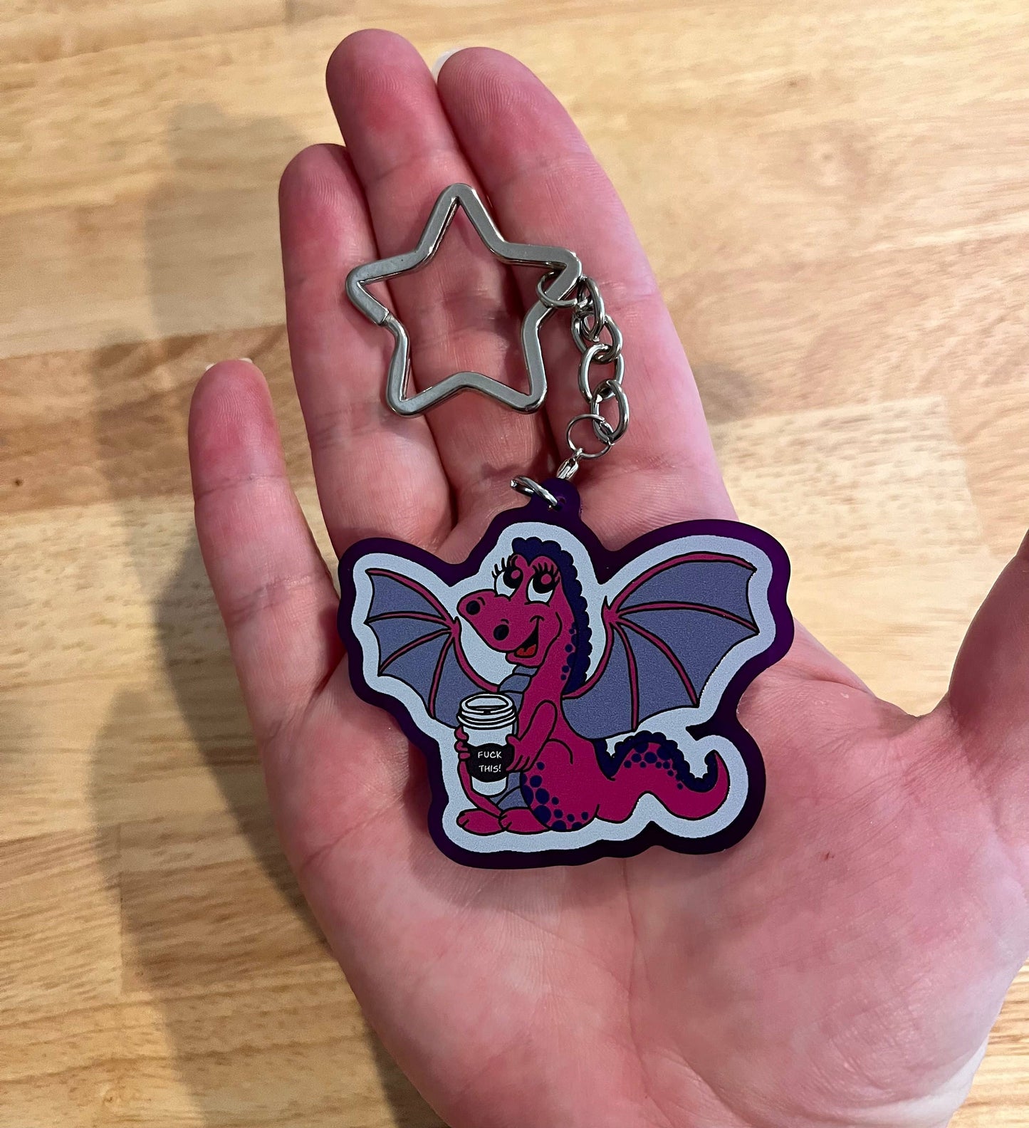 Dinosaur, F this, Coffee, Acrylic Charm