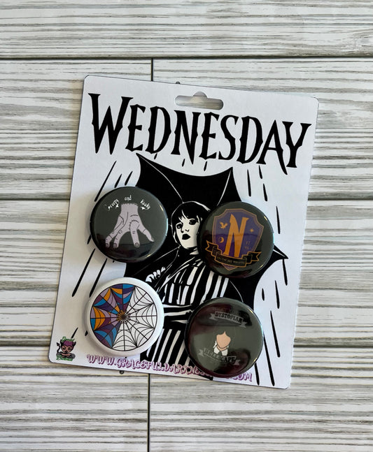 Wednesday, Pin Back Button Set