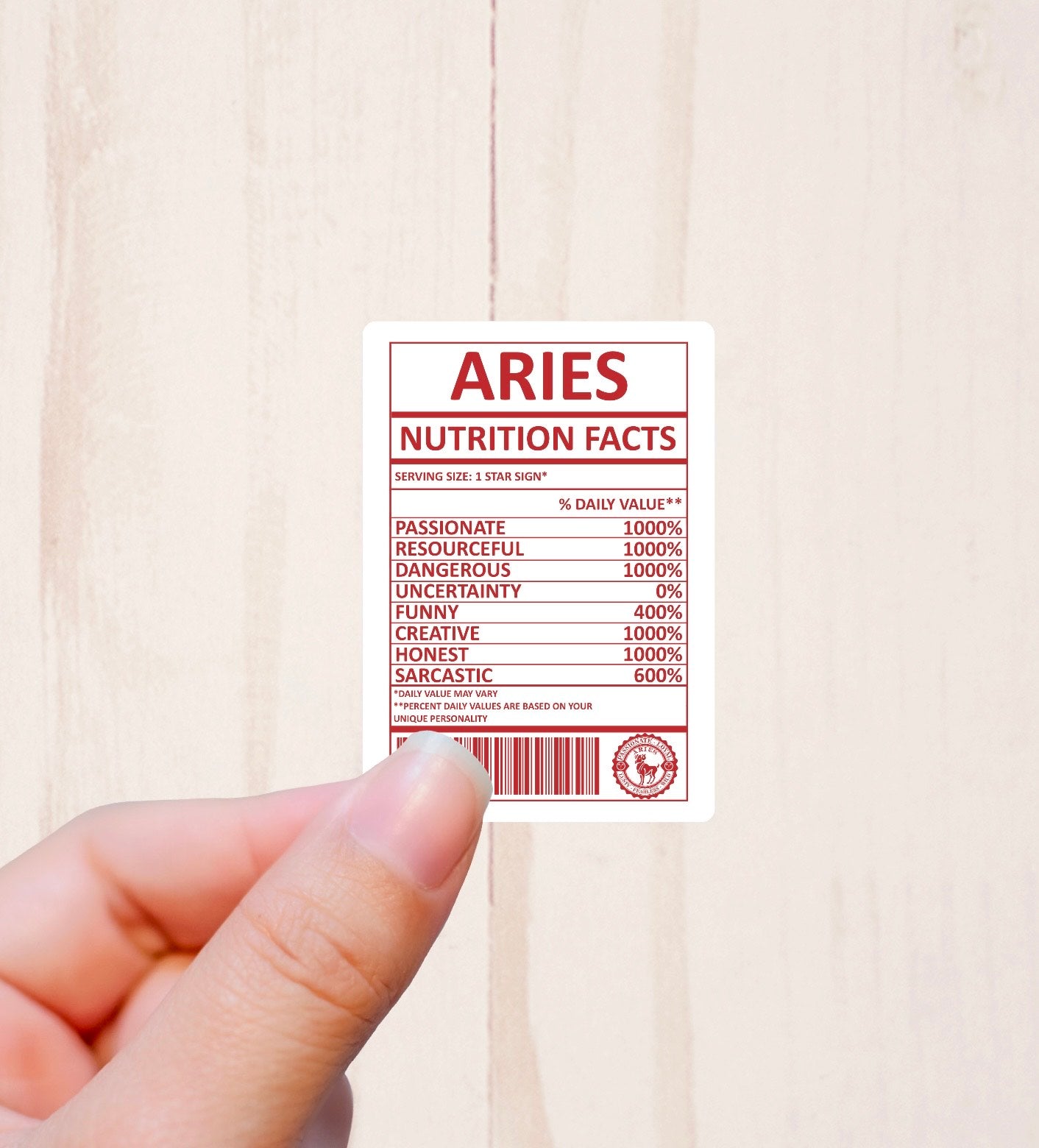Zodiac Signs, Nutritional Facts, Vinyl Sticker
