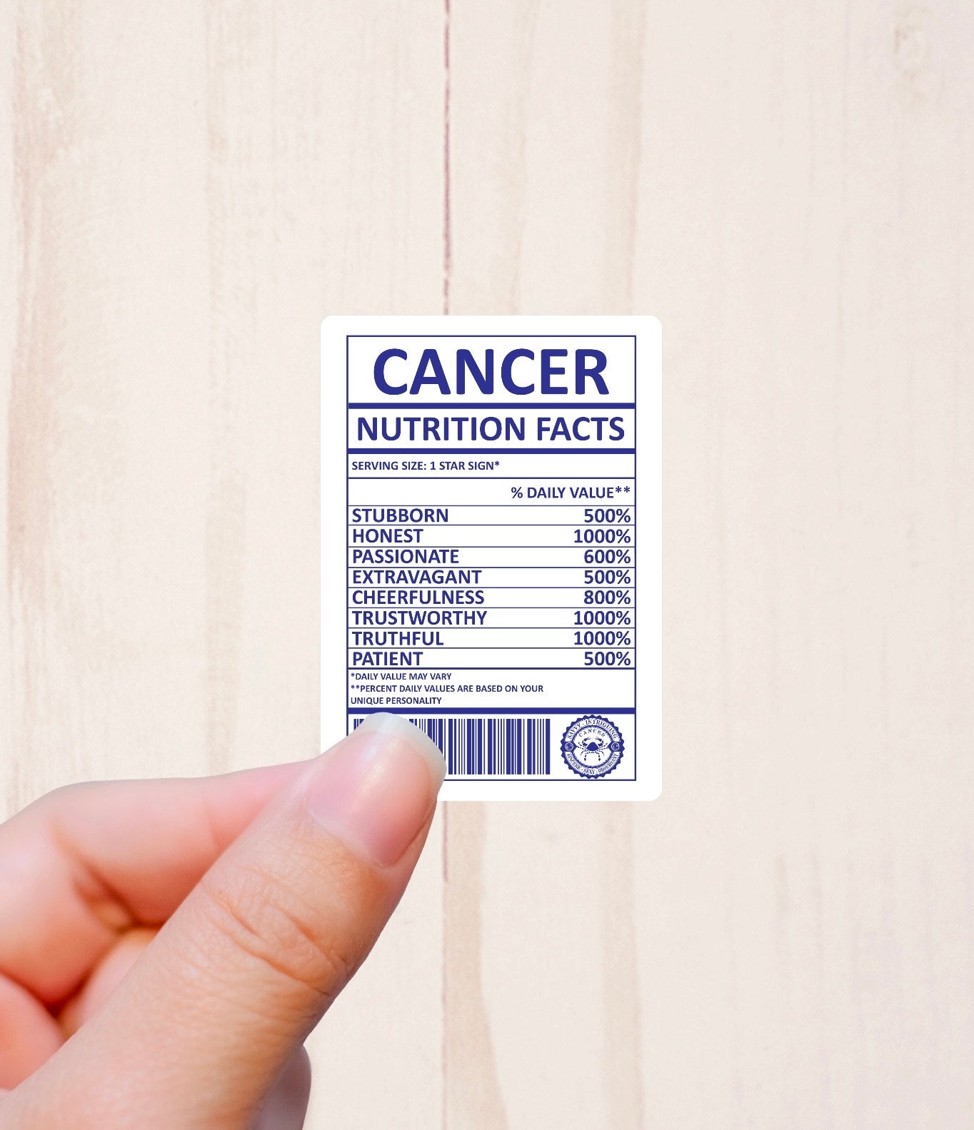 Zodiac Signs, Nutritional Facts, Vinyl Sticker