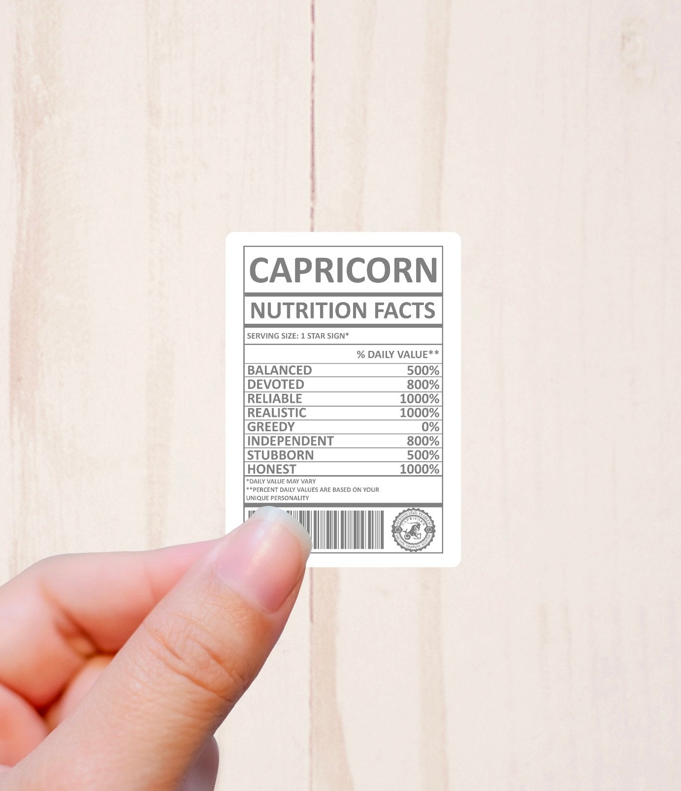 Zodiac Signs, Nutritional Facts, Vinyl Sticker