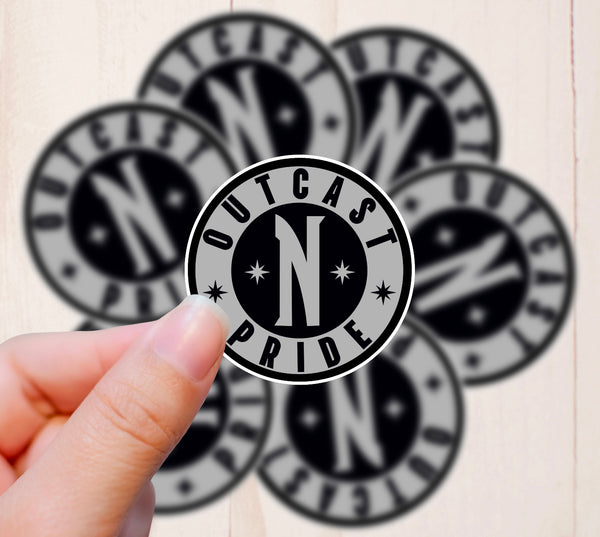 Outcast Pride, Wednesday Inspired, Vinyl Sticker – Graceful Darkness LLC