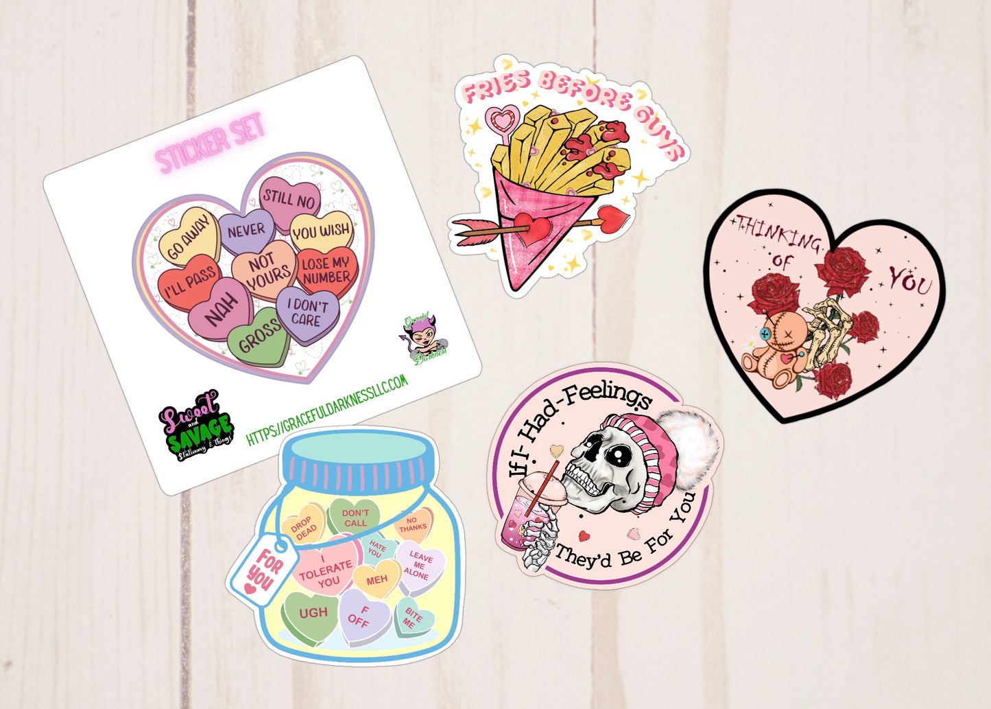 Anti-Valentine Sticker Set, Vinyl Sticker