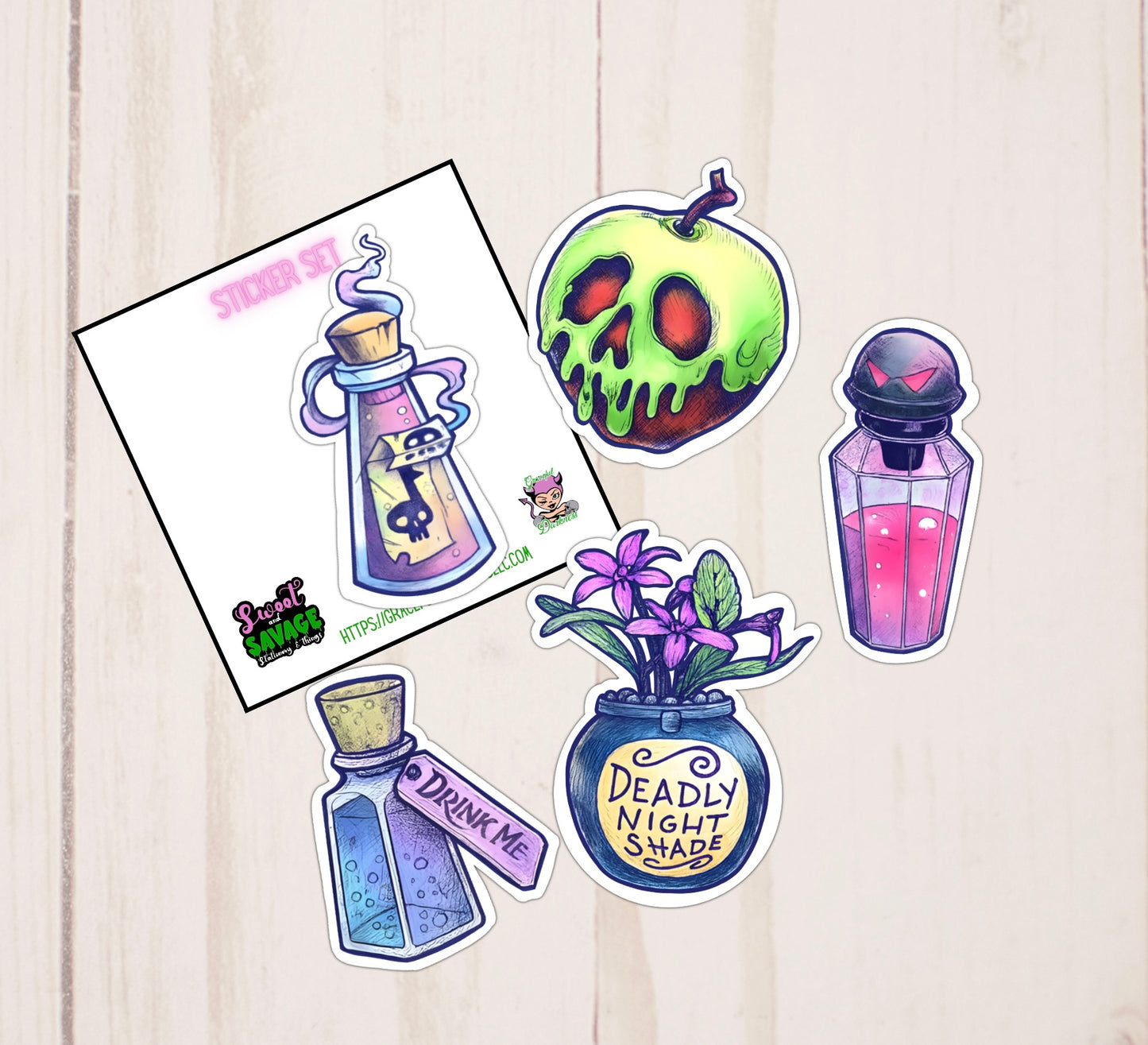 Deadly Poisons Sticker Set, Vinyl Sticker