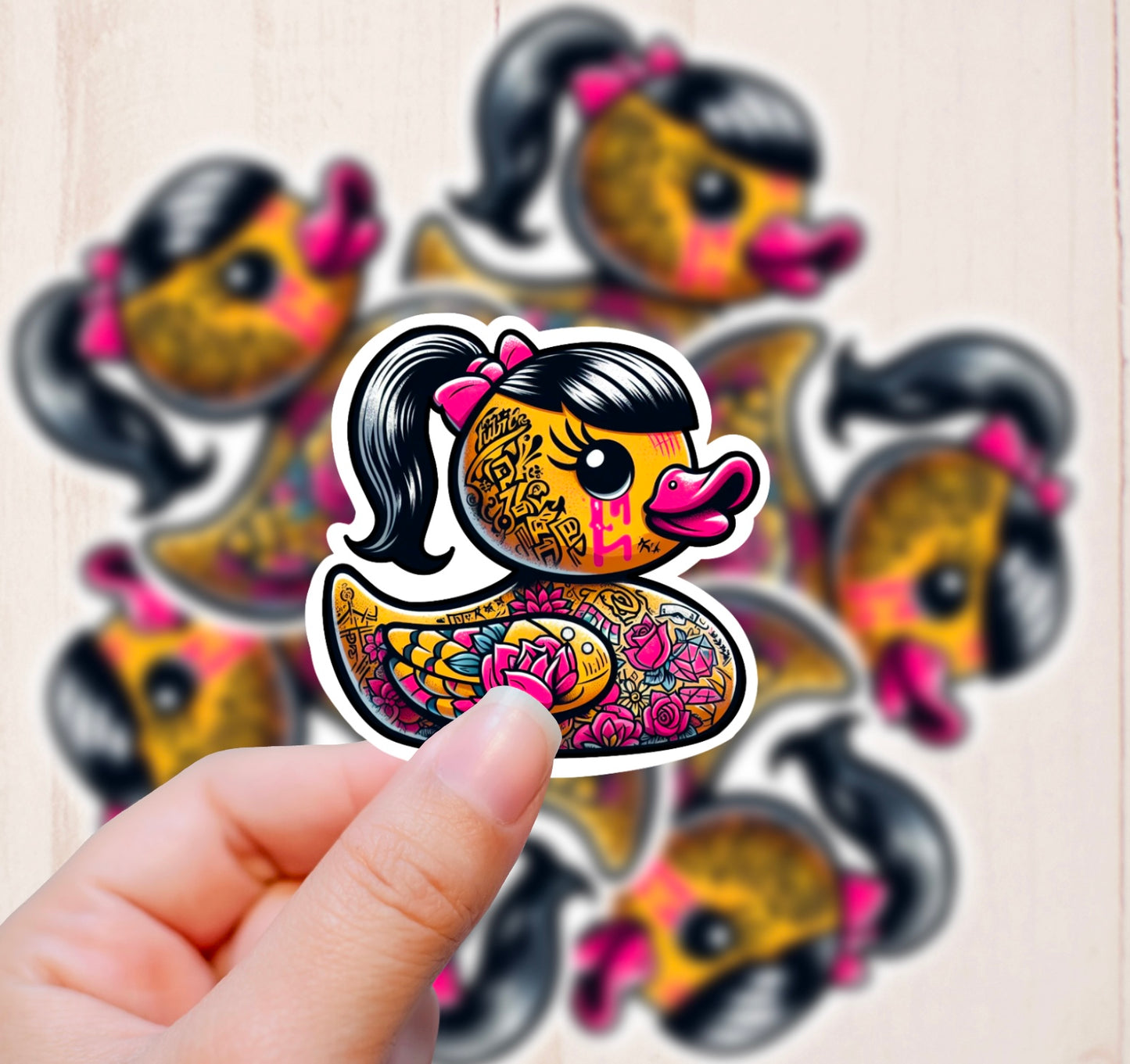 Tattooed Rubber Ducks, Vinyl Sticker