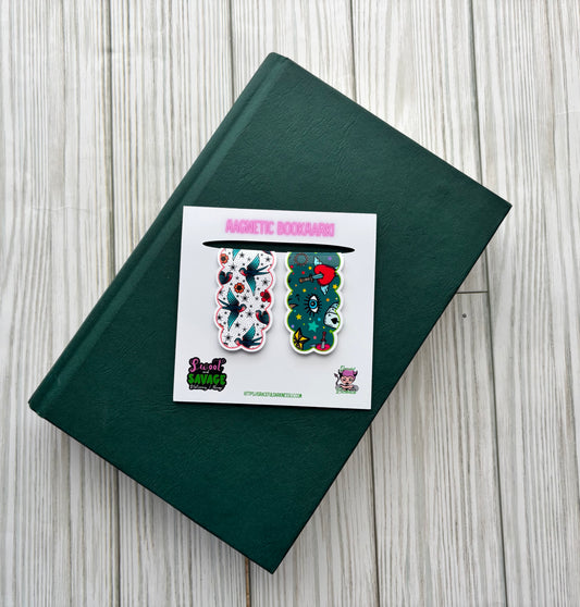 Old School Tattoo, Green, Magnetic Bookmark