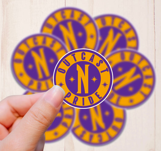 Outcast Pride, Wednesday Inspired, Vinyl Sticker