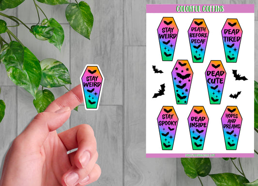 Colorful Coffins Sticker Sheets