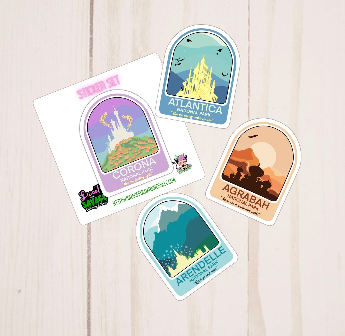 Disney Princess Inspired National Park Set, Vinyl Sticker