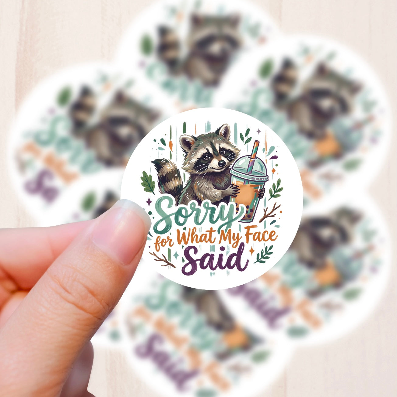 Sorry Raccoon, Vinyl Sticker