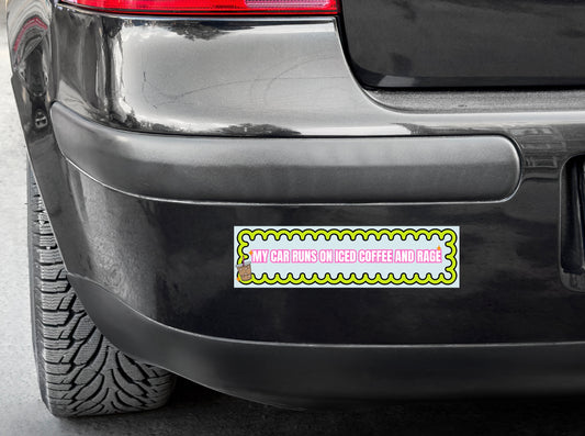 Iced Coffee and Rage, Vinyl Bumper Sticker