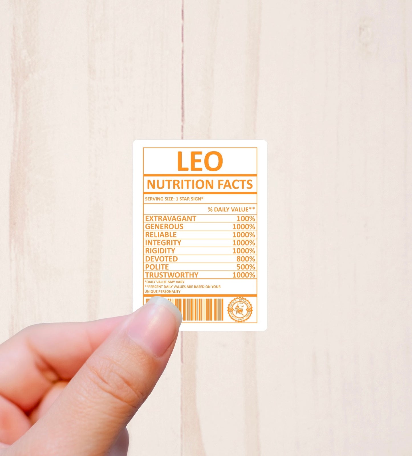 Zodiac Signs, Nutritional Facts, Vinyl Sticker