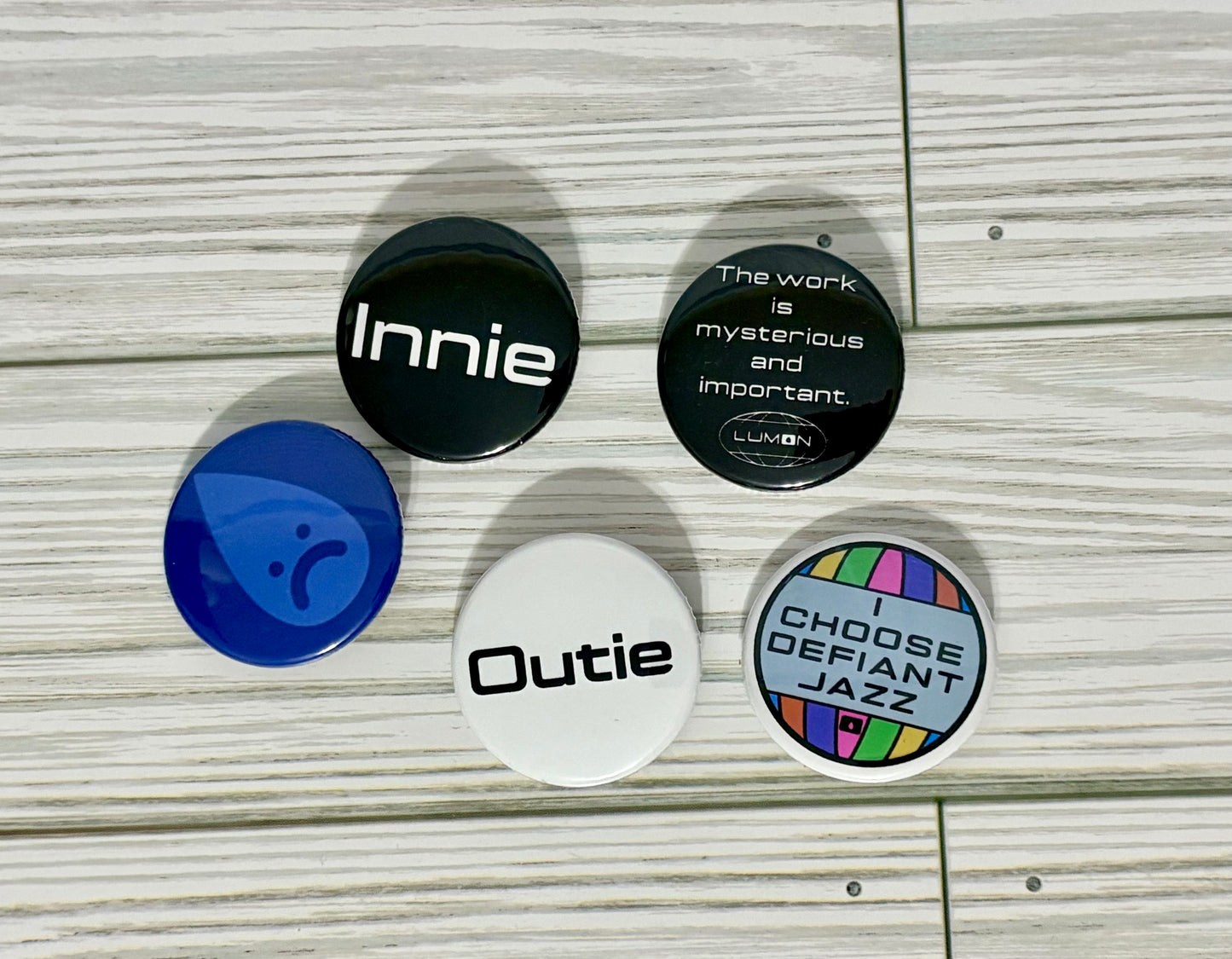 Lumon, Severance Inspired, Pin Back Button Set