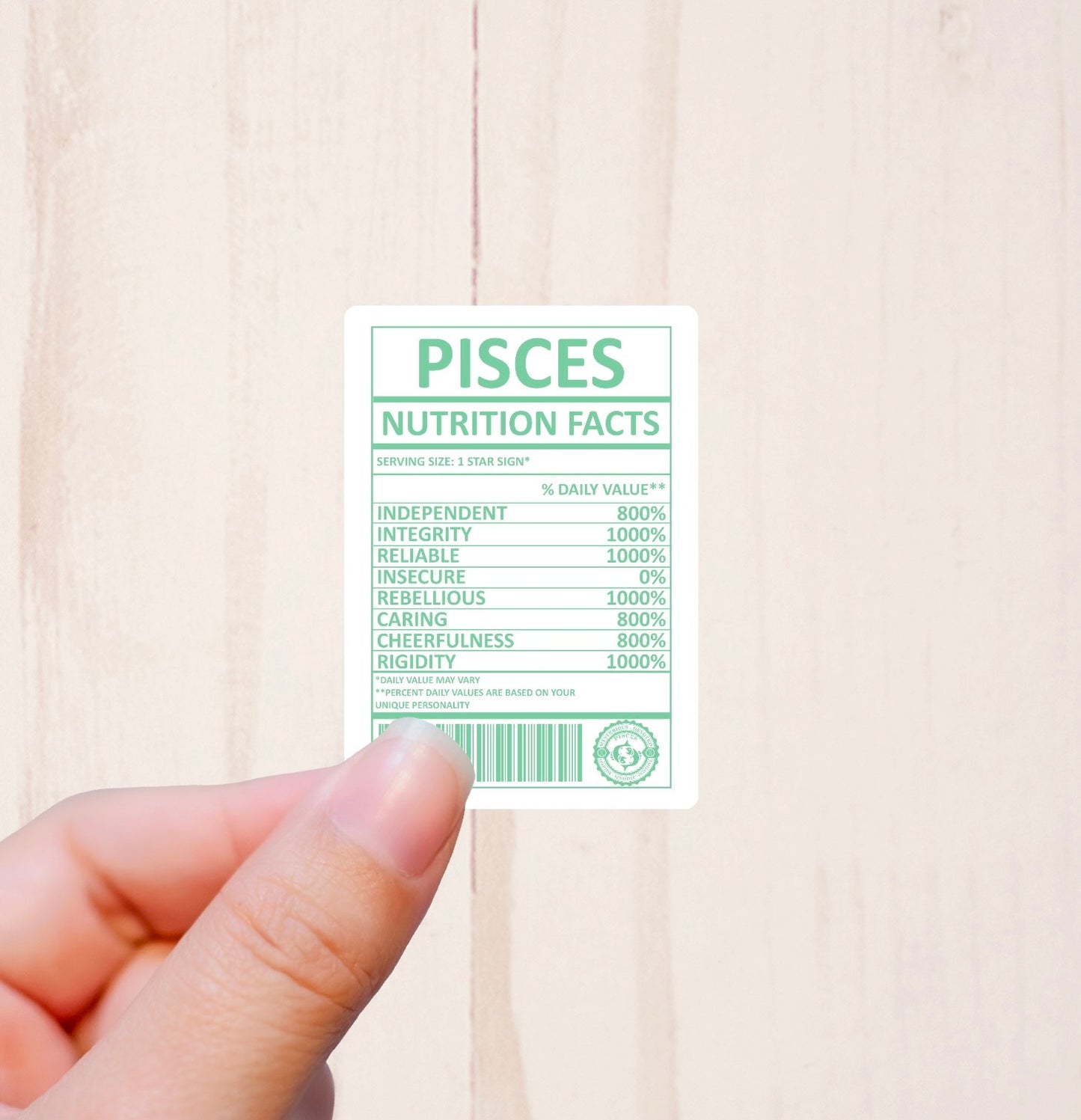 Zodiac Signs, Nutritional Facts, Vinyl Sticker