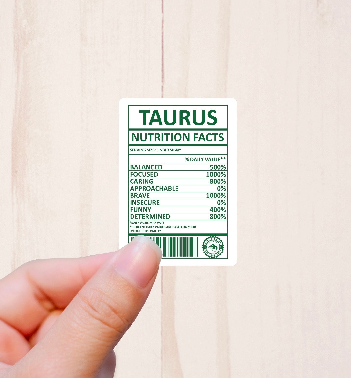 Zodiac Signs, Nutritional Facts, Vinyl Sticker