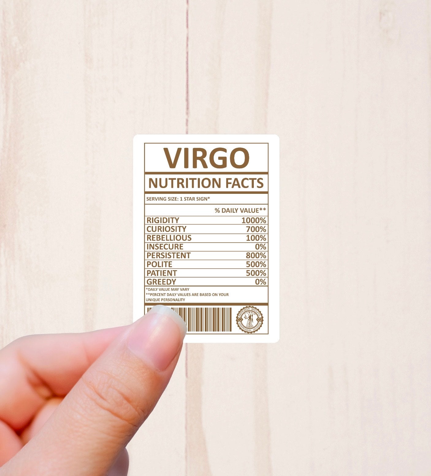 Zodiac Signs, Nutritional Facts, Vinyl Sticker