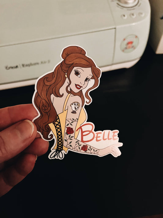 Belle, Vinyl Sticker, Disney Princess