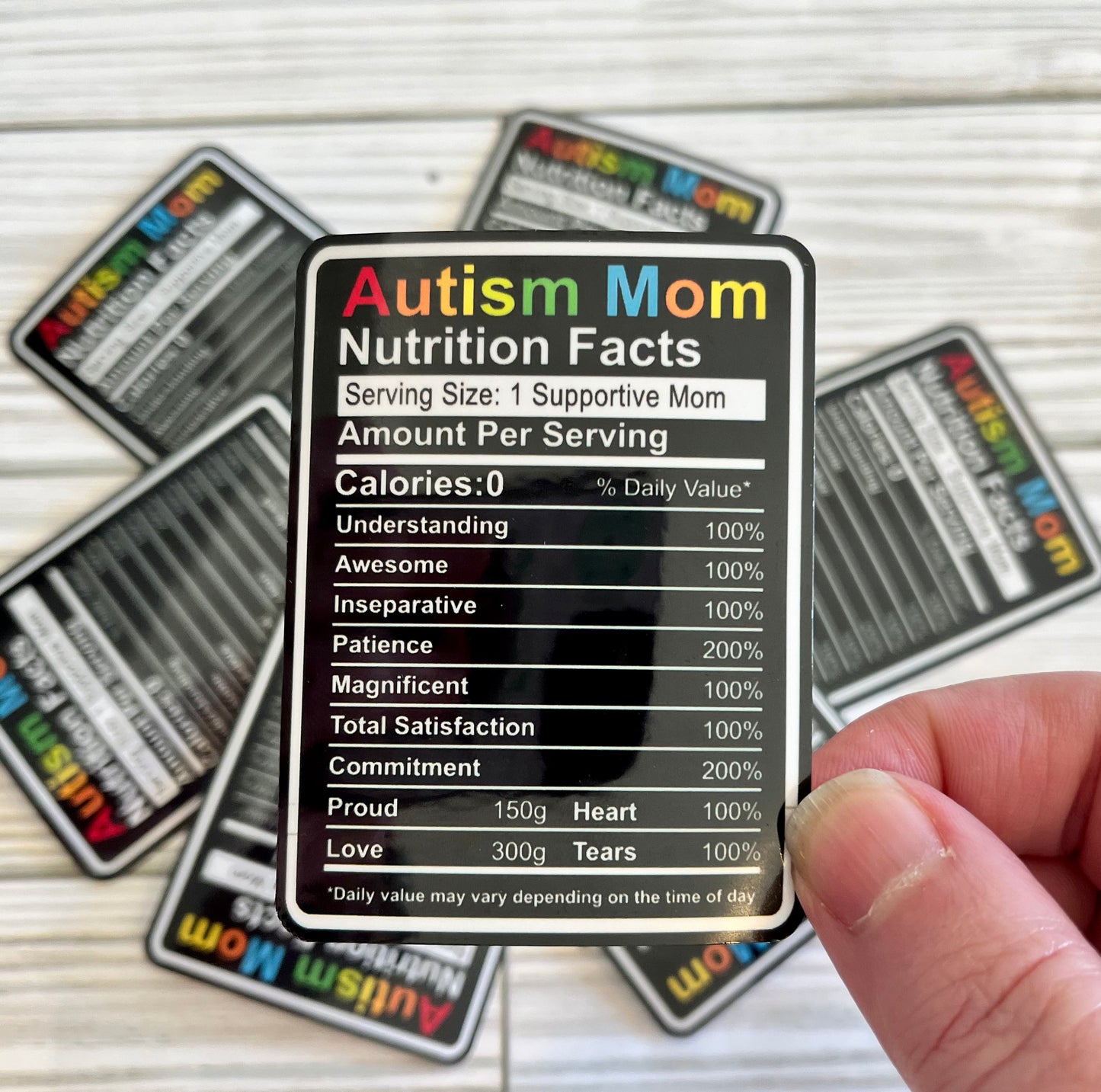 Autism Mom Nutritional Facts, Vinyl Sticker