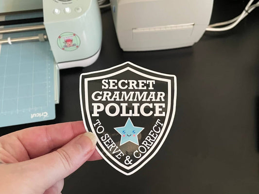 Police badge Sticker, Vinyl Sticker, Grammar