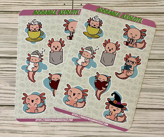 Adorable Axolotl Sticker Sheets