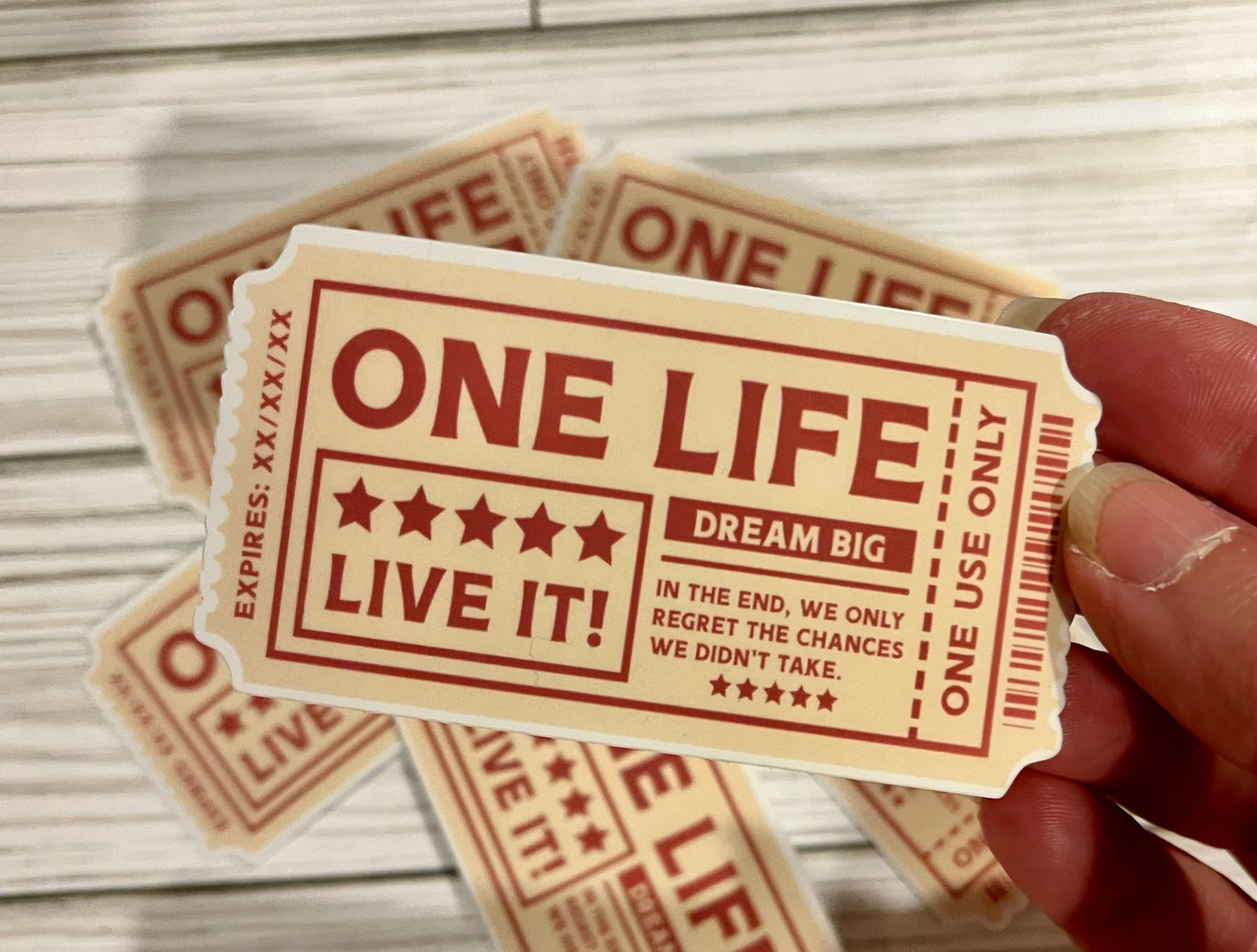 One Life, Ticket, Vinyl Sticker